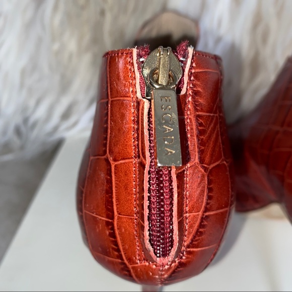 Escada Burnt Orange Prep Toe Bootie Size 39 - Picture 3 of 8